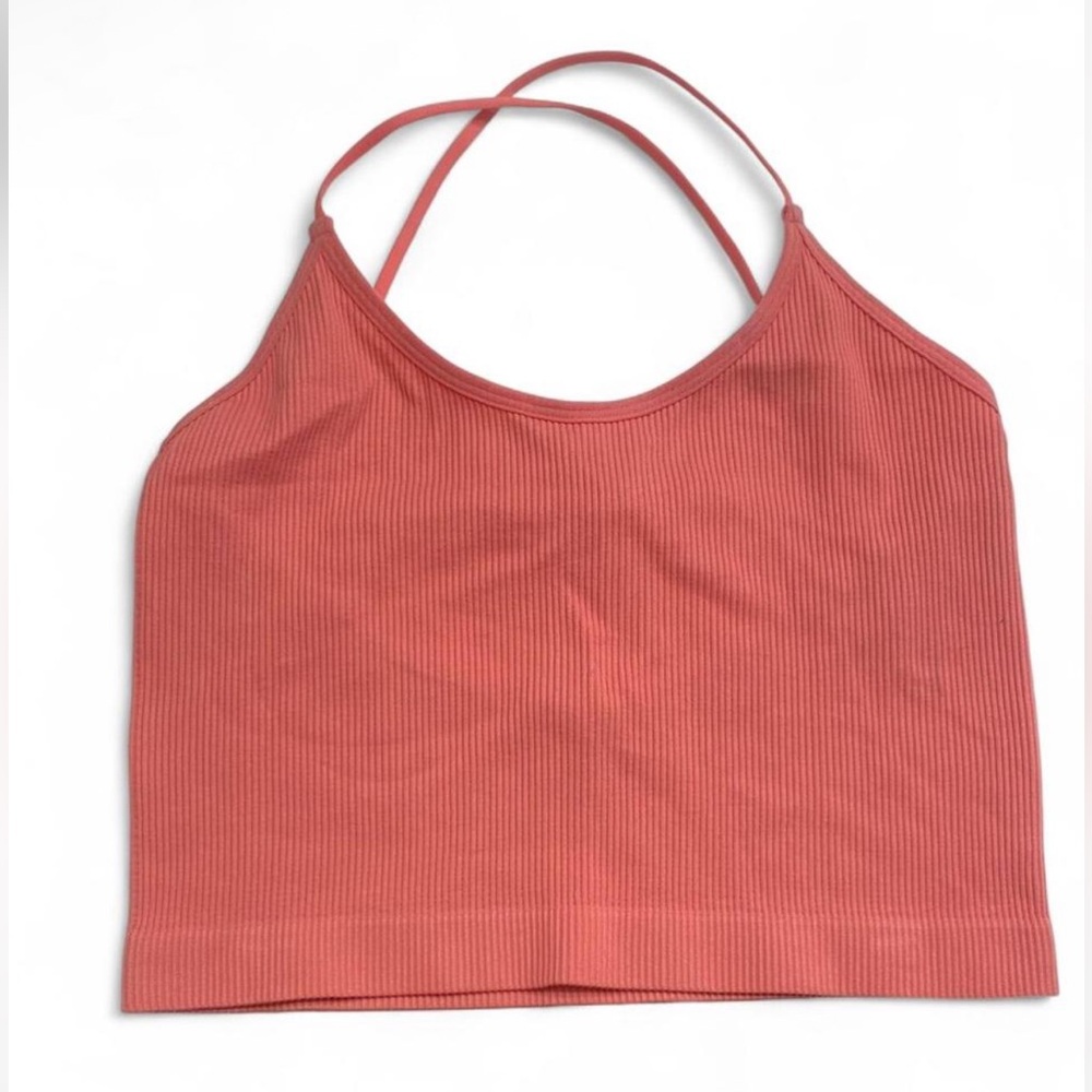 Colsie Coral Ribbed Tank Top - Picture 4 of 8